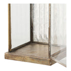 Laterne aus goldfarbenem Metall mit Riffelglas zum Stellen – H60 cm