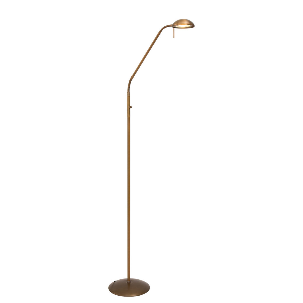 Stehlampe aus bronzefarbenem Metall mit Gelenkarm und dimmbarer LED