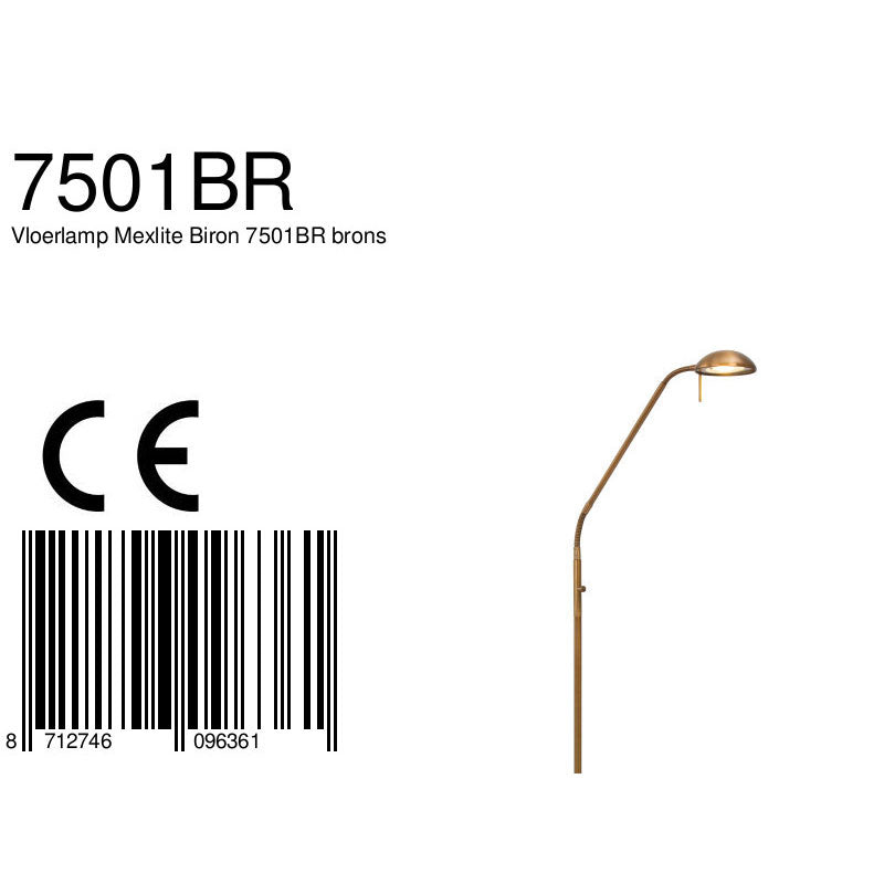 Stehlampe aus bronzefarbenem Metall mit Gelenkarm und dimmbarer LED