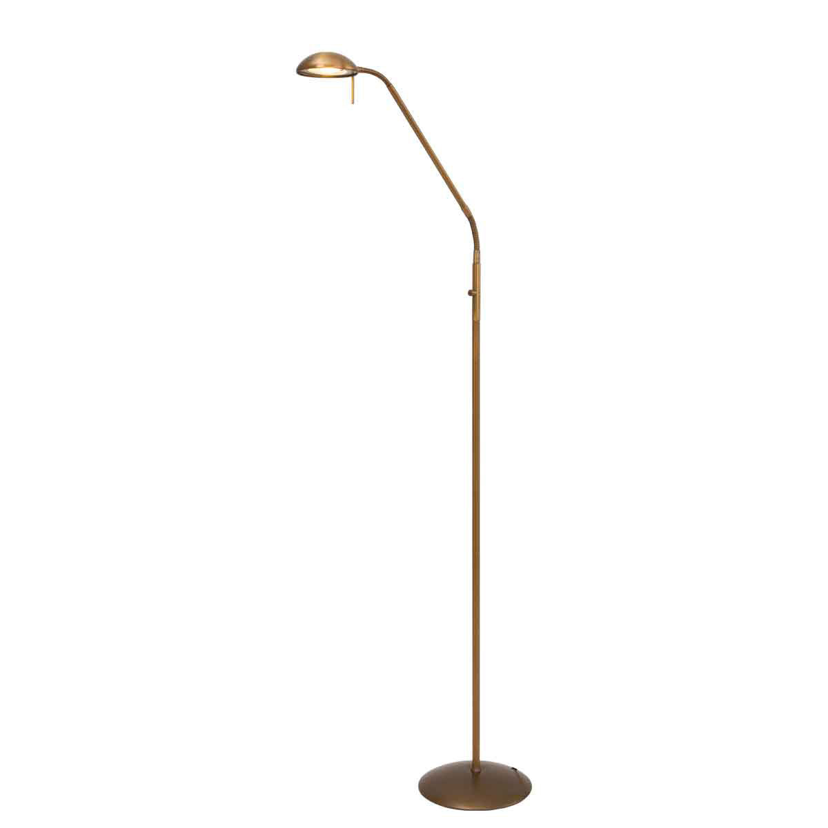 Stehlampe aus bronzefarbenem Metall mit Gelenkarm und dimmbarer LED