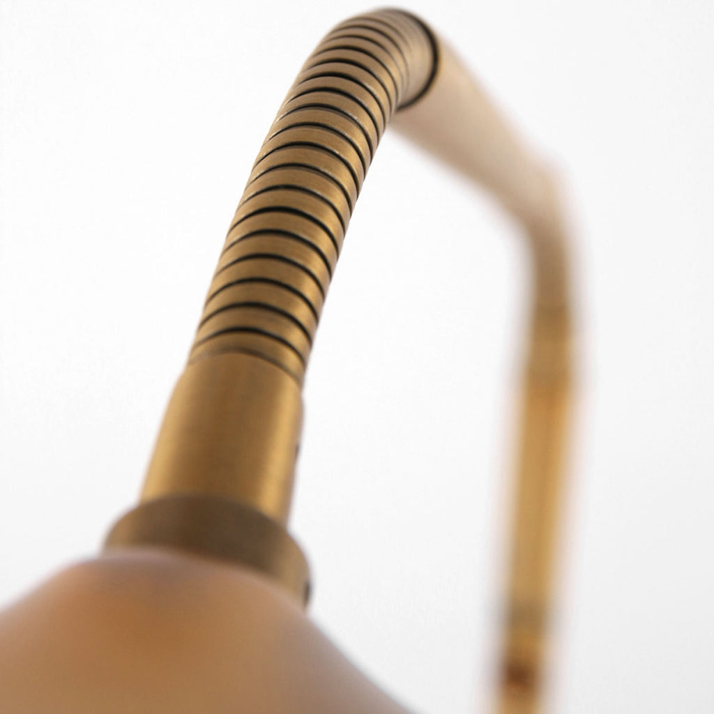 Stehlampe aus bronzefarbenem Metall mit Gelenkarm und dimmbarer LED