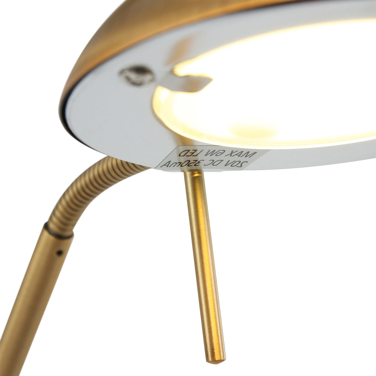 Stehlampe aus bronzefarbenem Metall mit Gelenkarm und dimmbarer LED