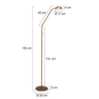 Stehlampe aus bronzefarbenem Metall mit Gelenkarm und dimmbarer LED