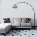 Bogenlampe aus Metall in Schwarz mit Kuppelschirm aus Rauchglas – H230 cm