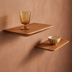 Schwebende Wandregale aus Teak Natur mit abgeschrägten Kanten – 2er-Set