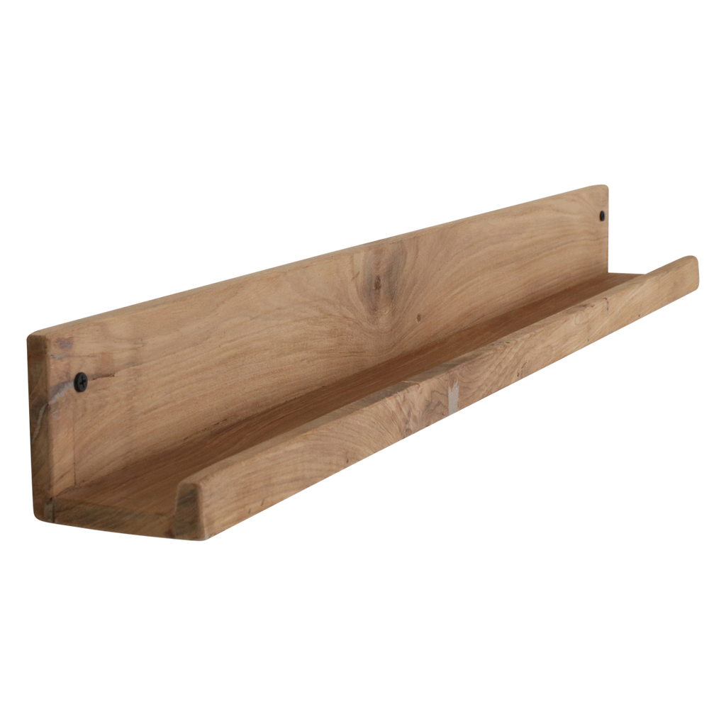 Wandregal aus recyceltem Teakholz mit Frontleiste – 75x8 cm