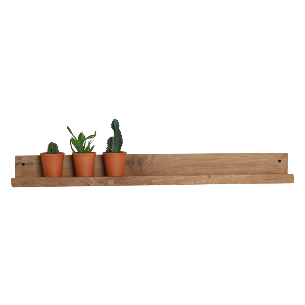 Wandregal aus recyceltem Teakholz mit Frontleiste – 75x8 cm
