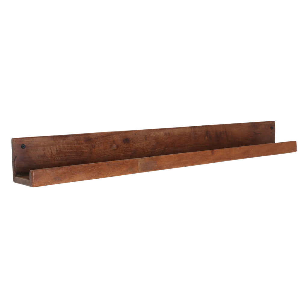 Wandregal aus recyceltem Holz in Braun für Bilderrahmen – 75x8 cm