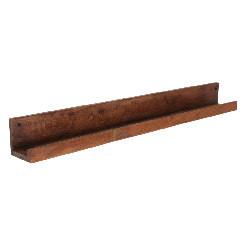 Wandregal aus recyceltem Holz in Braun für Bilderrahmen – 75x8 cm