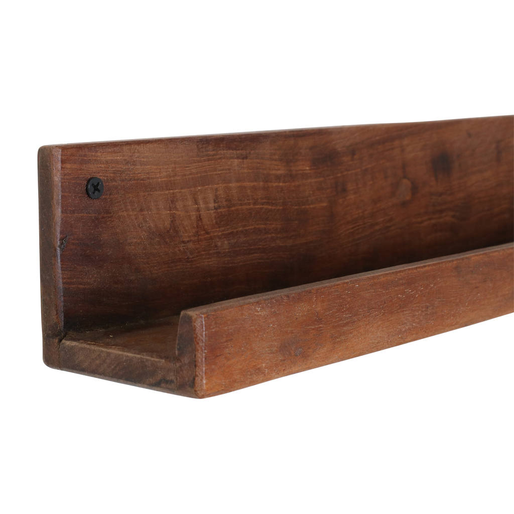 Wandregal aus recyceltem Holz in Braun für Bilderrahmen – 75x8 cm