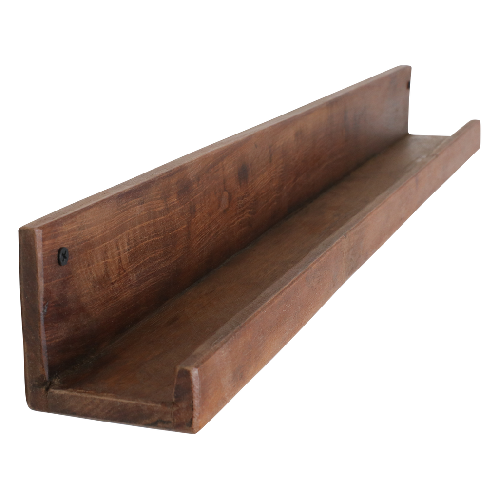 Wandregal aus recyceltem Holz in Braun für Bilderrahmen – 75x8 cm