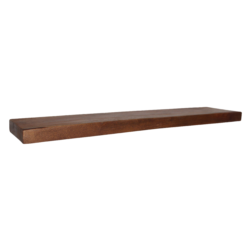 Schwebendes Wandregal aus recyceltem Holz in Braun – 80x18 cm