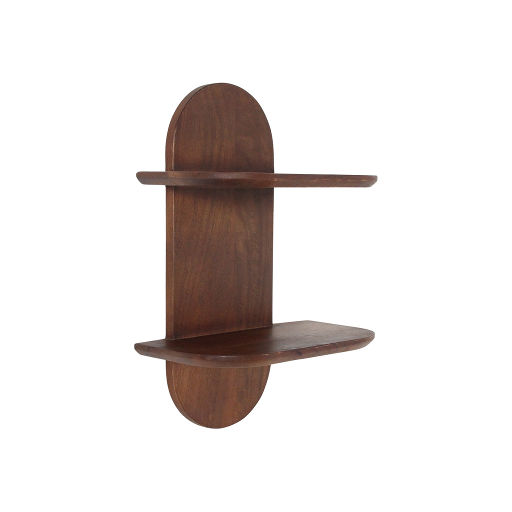 Wandregal aus Mangoholz mit abgerundeten Formen – 35x18 cm