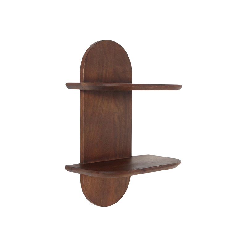 Wandregal aus Mangoholz mit abgerundeten Formen – 35x18 cm