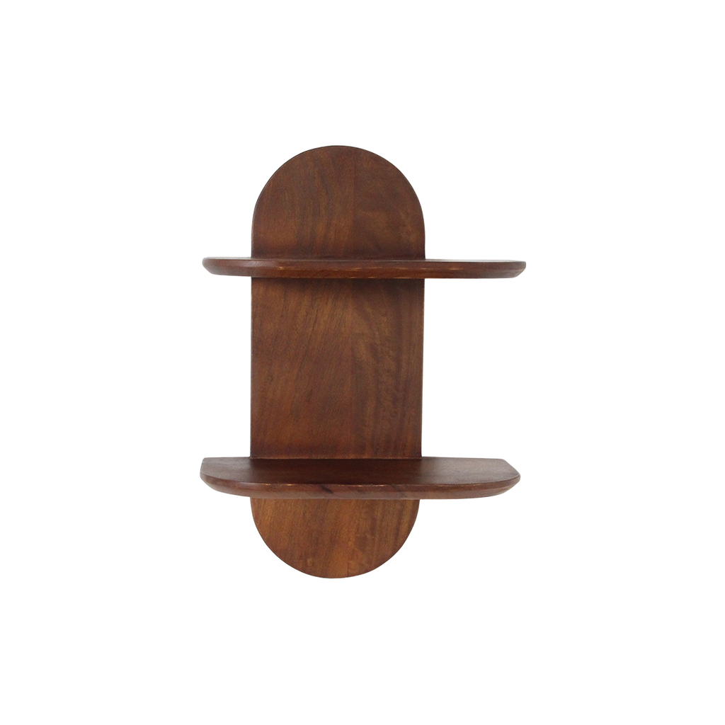 Wandregal aus Mangoholz mit abgerundeten Formen – 35x18 cm