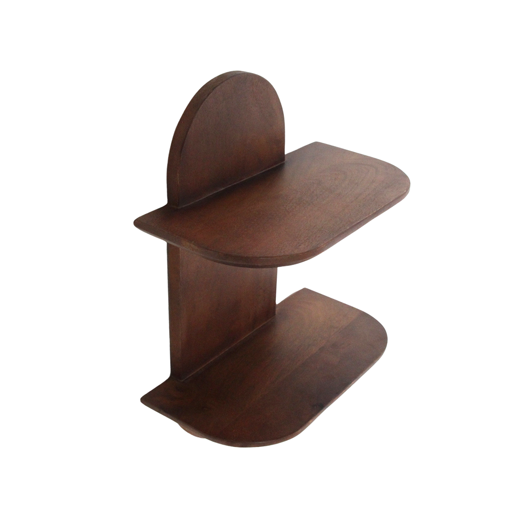 Wandregal aus Mangoholz mit abgerundeten Formen – 35x18 cm