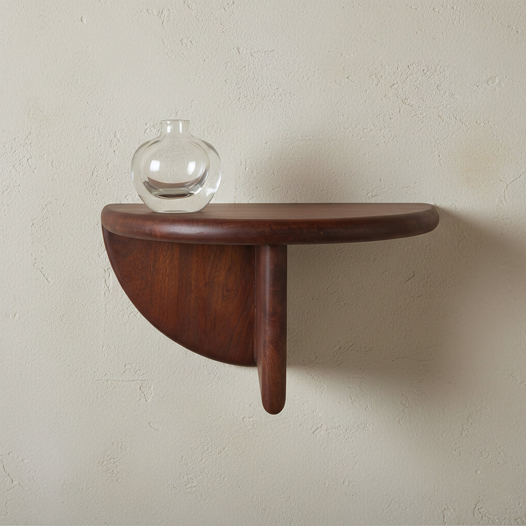 Wandregal in Halbmondform aus Mangoholz in Braun – 38x19 cm
