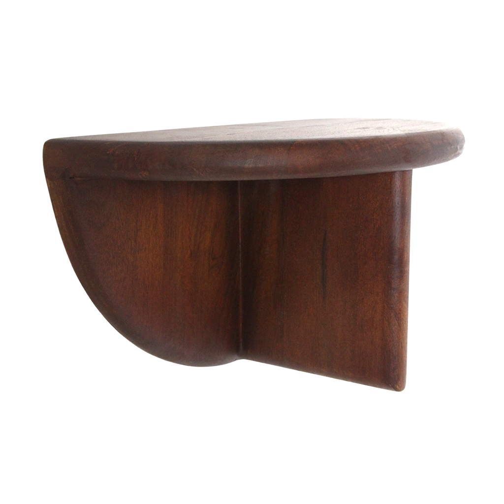 Wandregal in Halbmondform aus Mangoholz in Braun – 38x19 cm