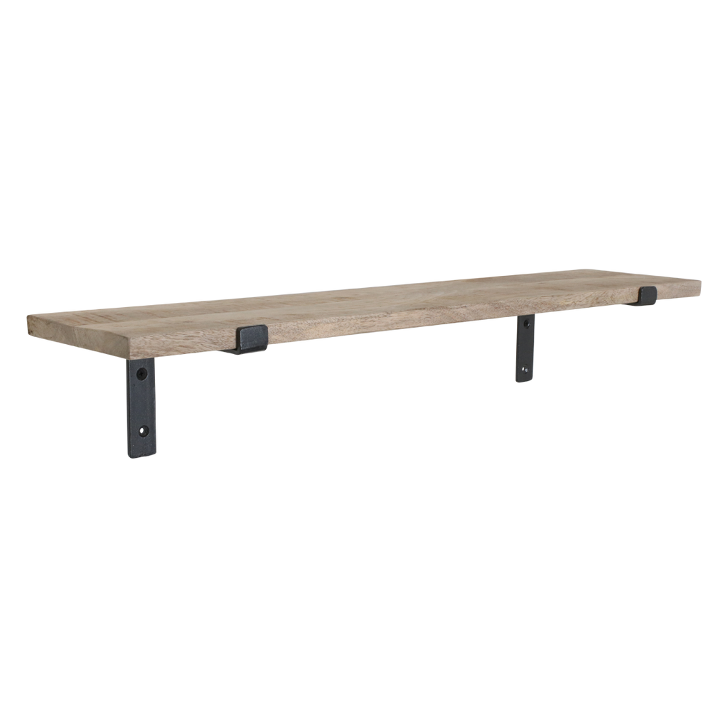 Wandregal aus Mangoholz und schwarzem Metall – 80x18 cm