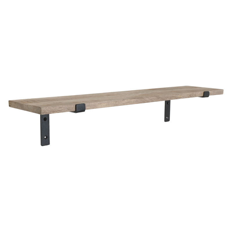Wandregal aus Mangoholz und schwarzem Metall – 80x18 cm