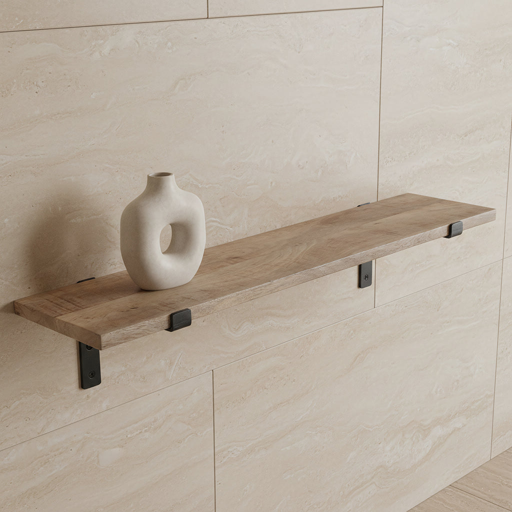 Wandregal aus Mangoholz und schwarzem Metall – 80x18 cm