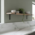 Wandregal aus Mangoholz und schwarzem Metall – 80x18 cm