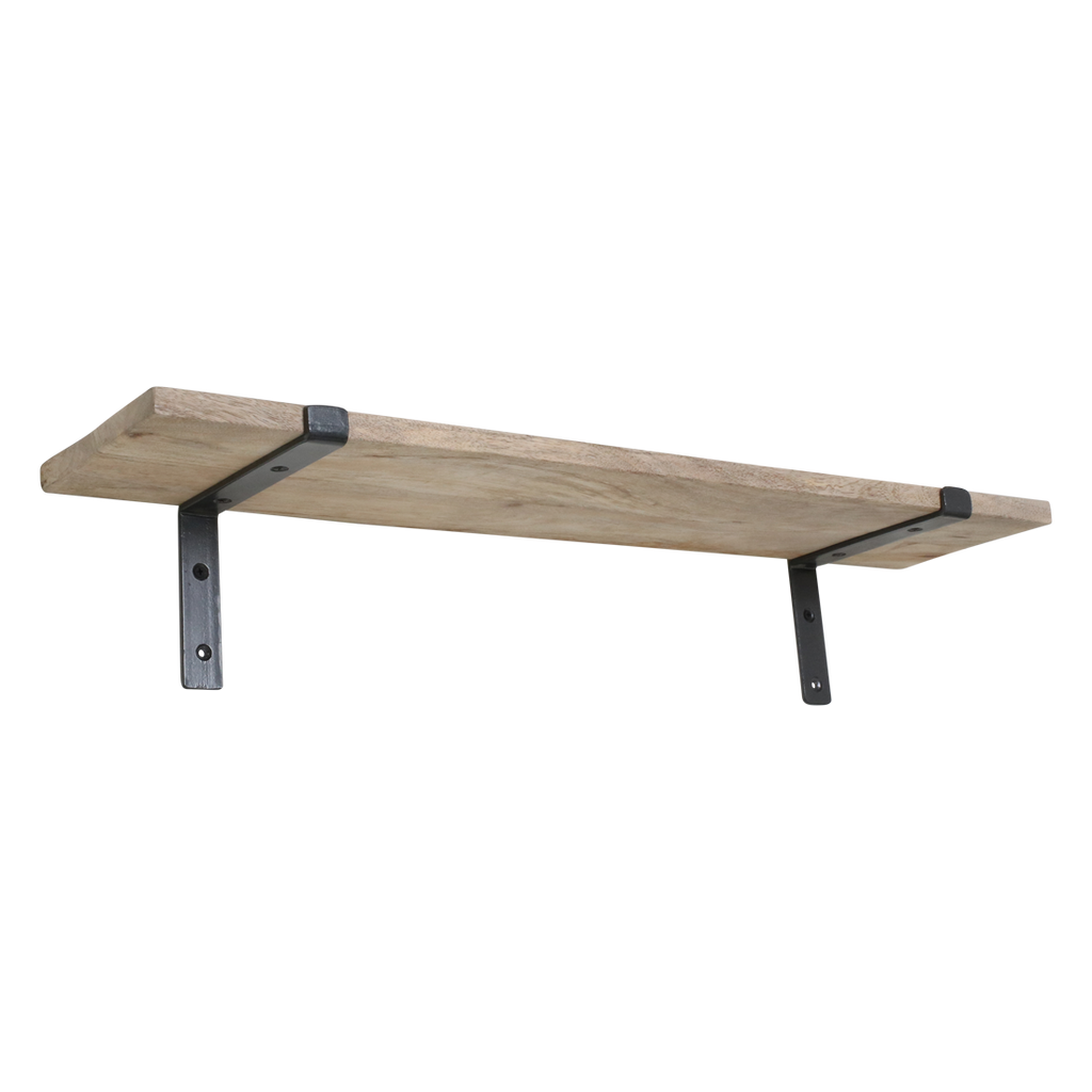 Wandregal aus Mangoholz und schwarzem Metall – 80x18 cm
