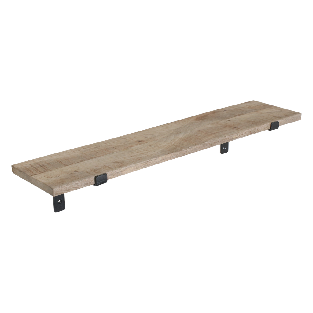 Wandregal aus Mangoholz und schwarzem Metall – 80x18 cm