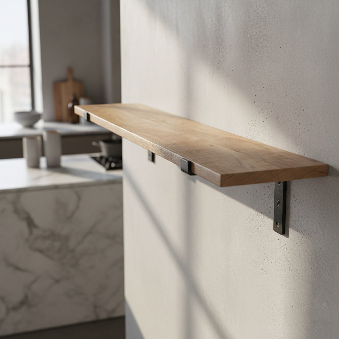 Wandregal aus Mangoholz und schwarzem Metall – 80x18 cm