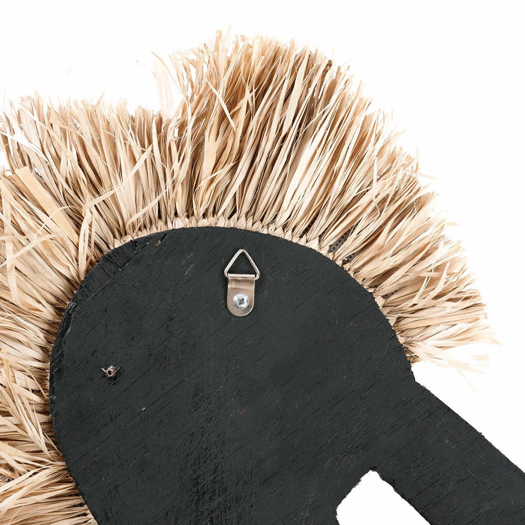 Wanddeko Seepferdchen – Weiße Muscheln und Raffia – H40 cm