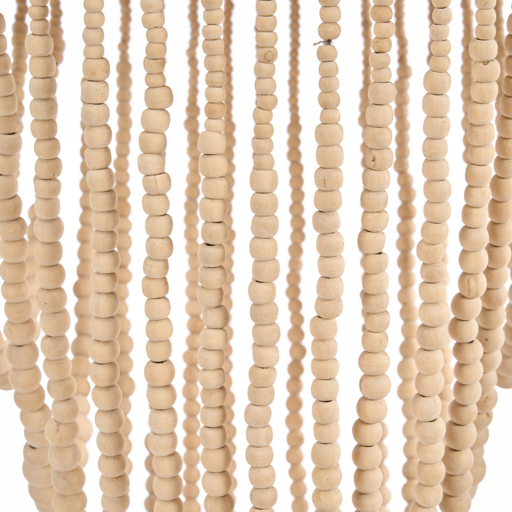 Hängeleuchte aus natürlichen Holzperlen in Tropfenform – H80 cm