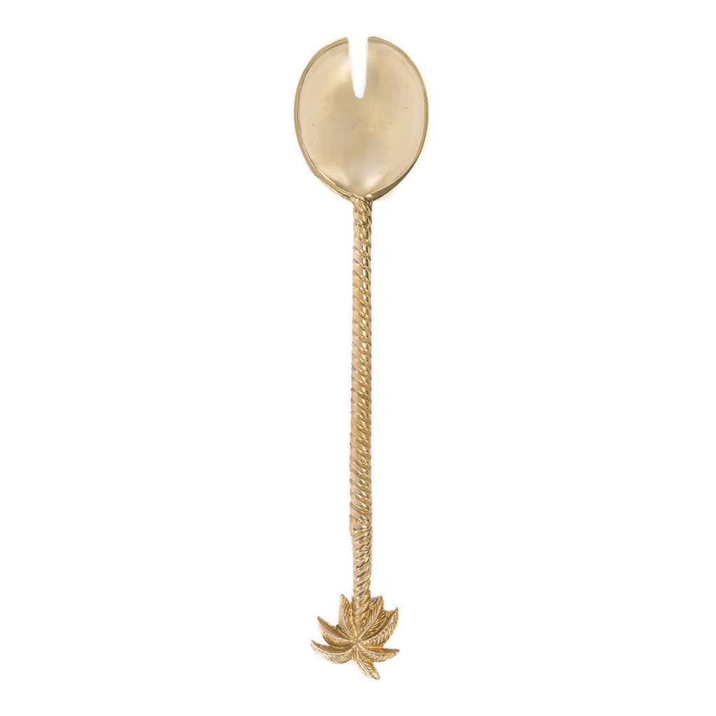 Salatgabel aus Messing in Gold – Palmblatt