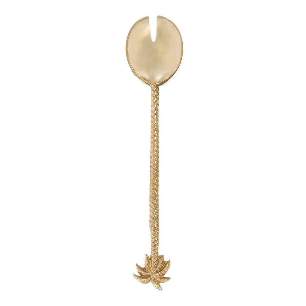 Salatgabel aus Messing in Gold – Palmblatt