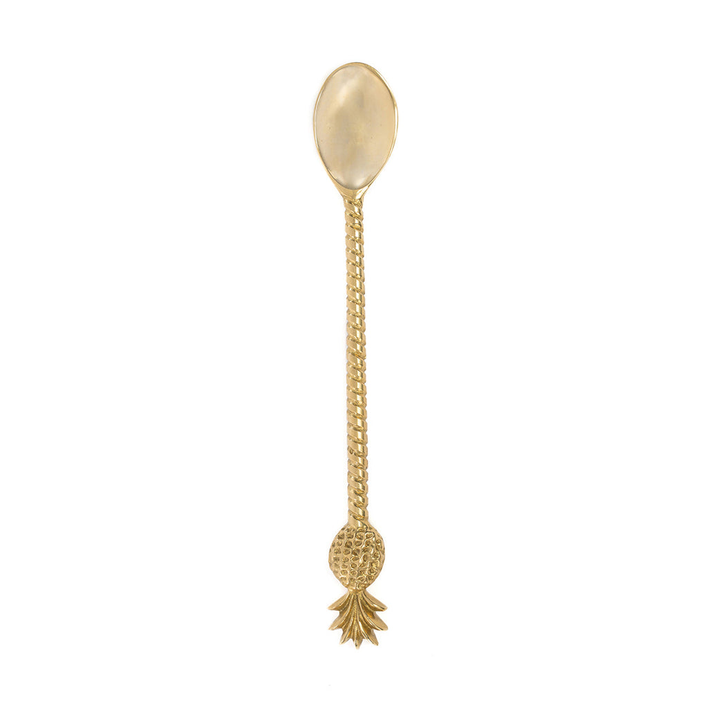 Langer Löffel aus Messing in Gold mit Ananas-Motiv