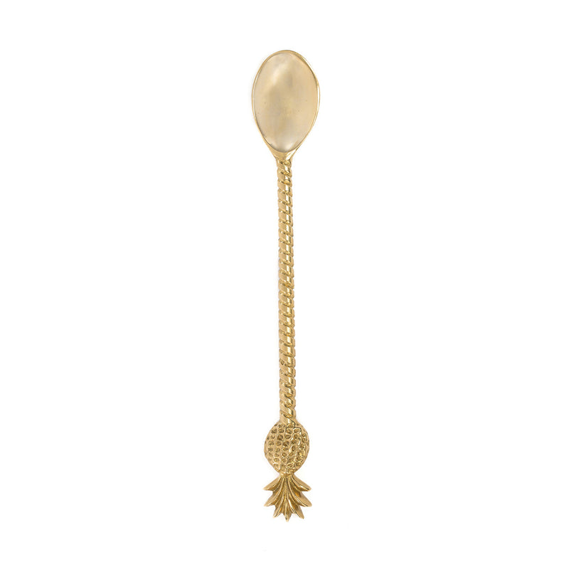 Langer Löffel aus Messing in Gold mit Ananas-Motiv