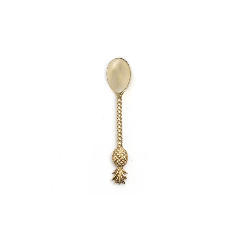 Teelöffel aus Messing in Gold – Ananas-Motiv
