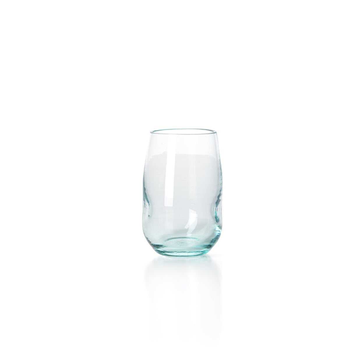 Trinkglas aus recyceltem Glas, transparent – Hellblau-Finish – H11 cm