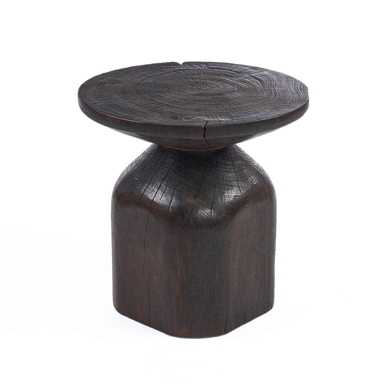 Beistelltisch aus Massivholz in Ebenholz-Optik – Ø50 cm