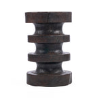 Beistelltisch aus Massivholz in Dunkelbraun, Totem-Optik – H60 cm