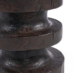Beistelltisch aus Massivholz in Dunkelbraun, Totem-Optik – H60 cm