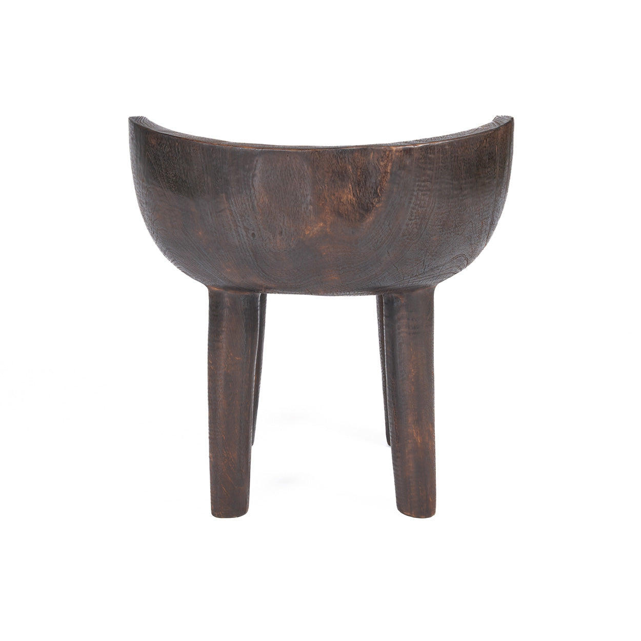 Niedriger Stuhl aus dunklem Nussbaum mit ausgehöhlter Sitzfläche – 50x50 cm