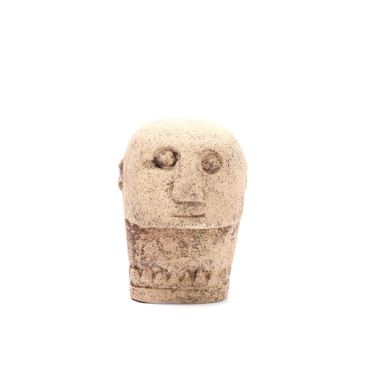 Dekofigur Gesicht aus Steinzeug in Beige mit Struktur im Primitiv-Stil