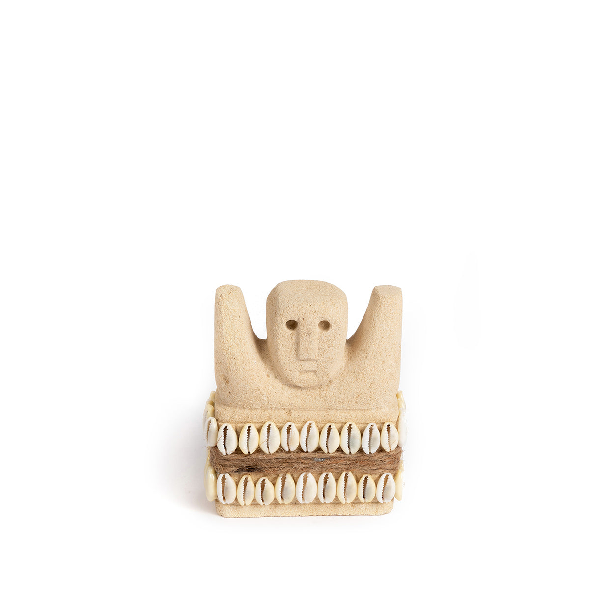 Statue aus Sumba-Stein mit Gesicht aus Natursandstein - 10 cm