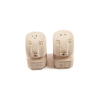 Duo salière poivrière en grès naturel forme totem 7 cm