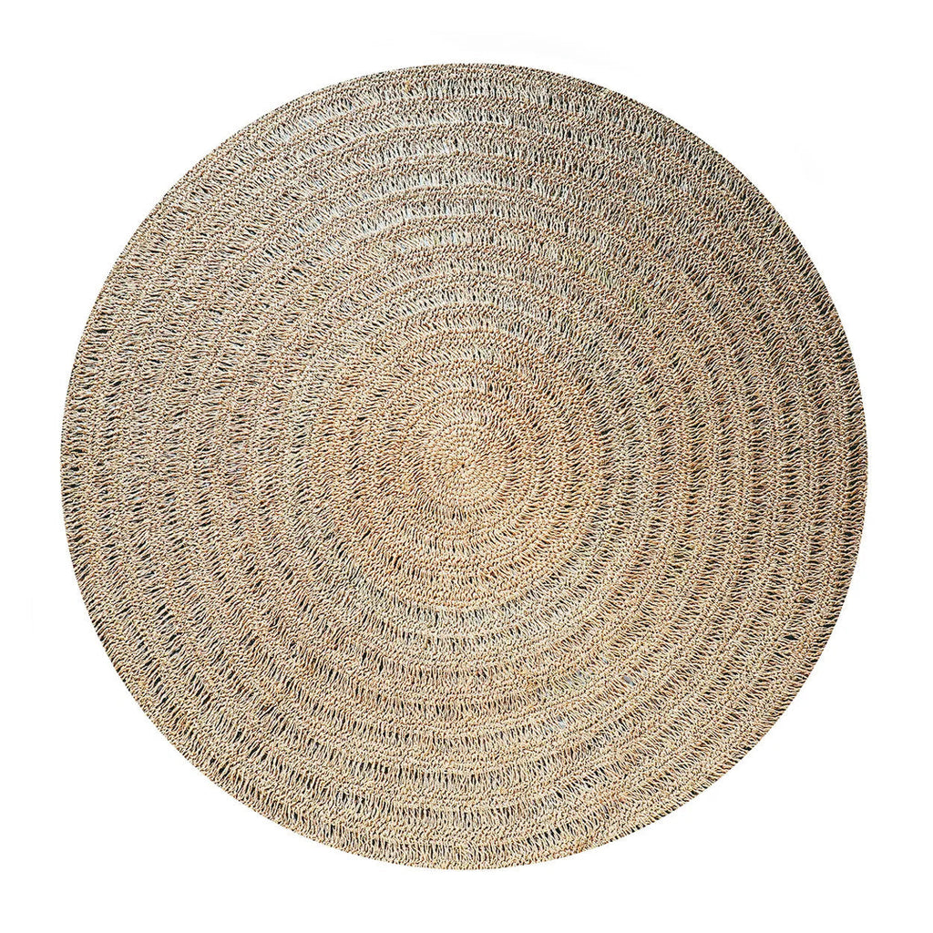 Runder Seegrasteppich Natur 150 cm im Boho-Stil