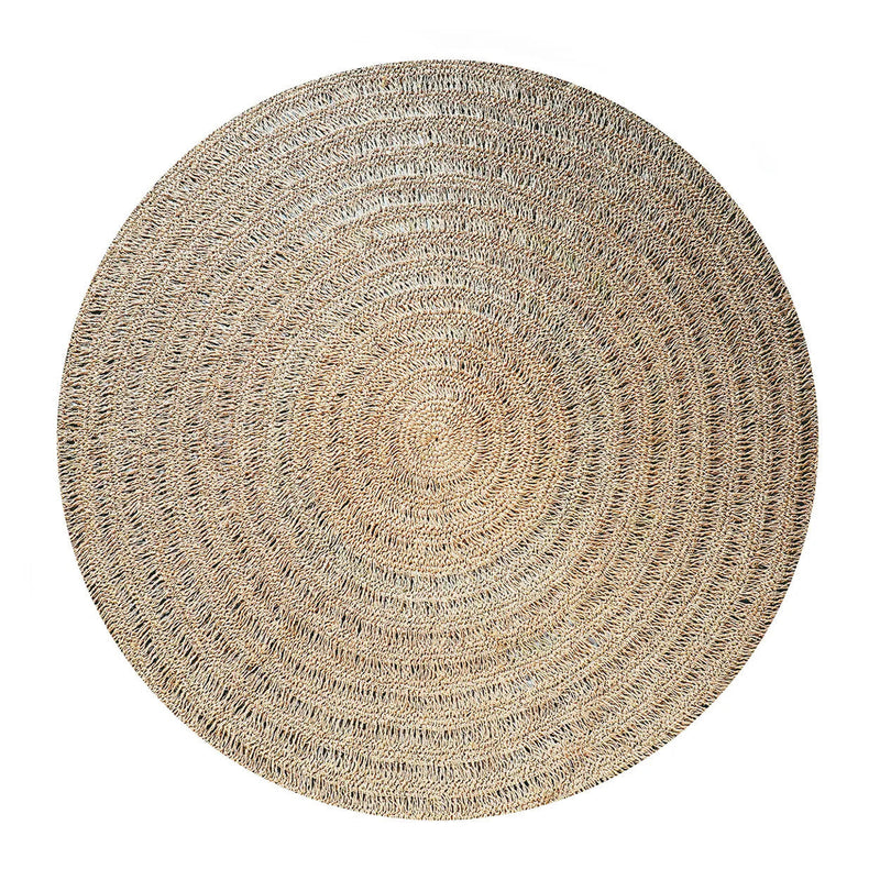 Runder Seegrasteppich Natur 150 cm im Boho-Stil