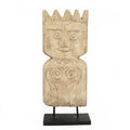 Ethno-Statuette aus Steinzeug in Beige auf schwarzem Sockel