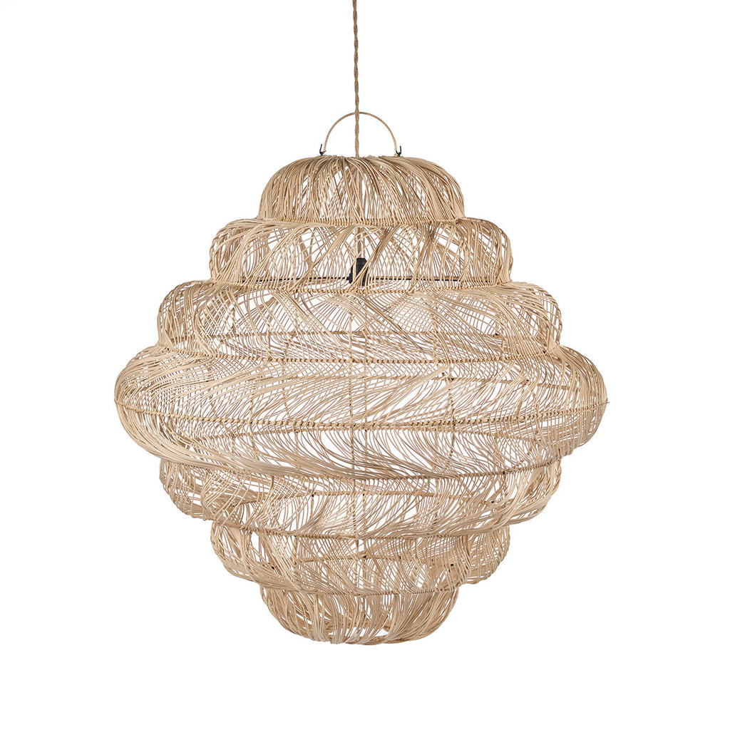 Hängeleuchte aus Naturrattan in Wolkenform mit offenem Geflecht – Ø102 cm