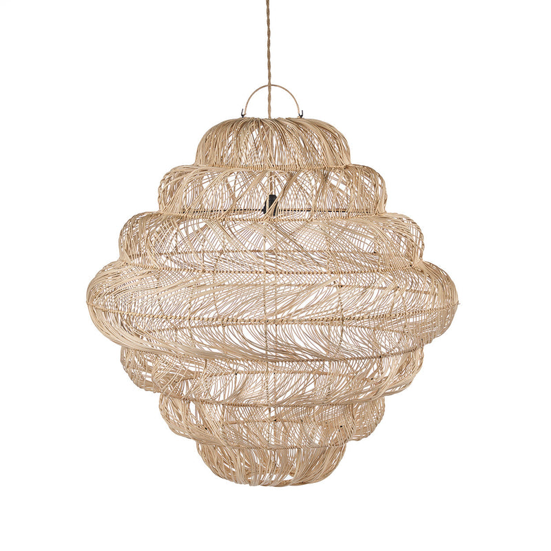 Hängeleuchte aus Naturrattan in Wolkenform mit offenem Geflecht – Ø102 cm