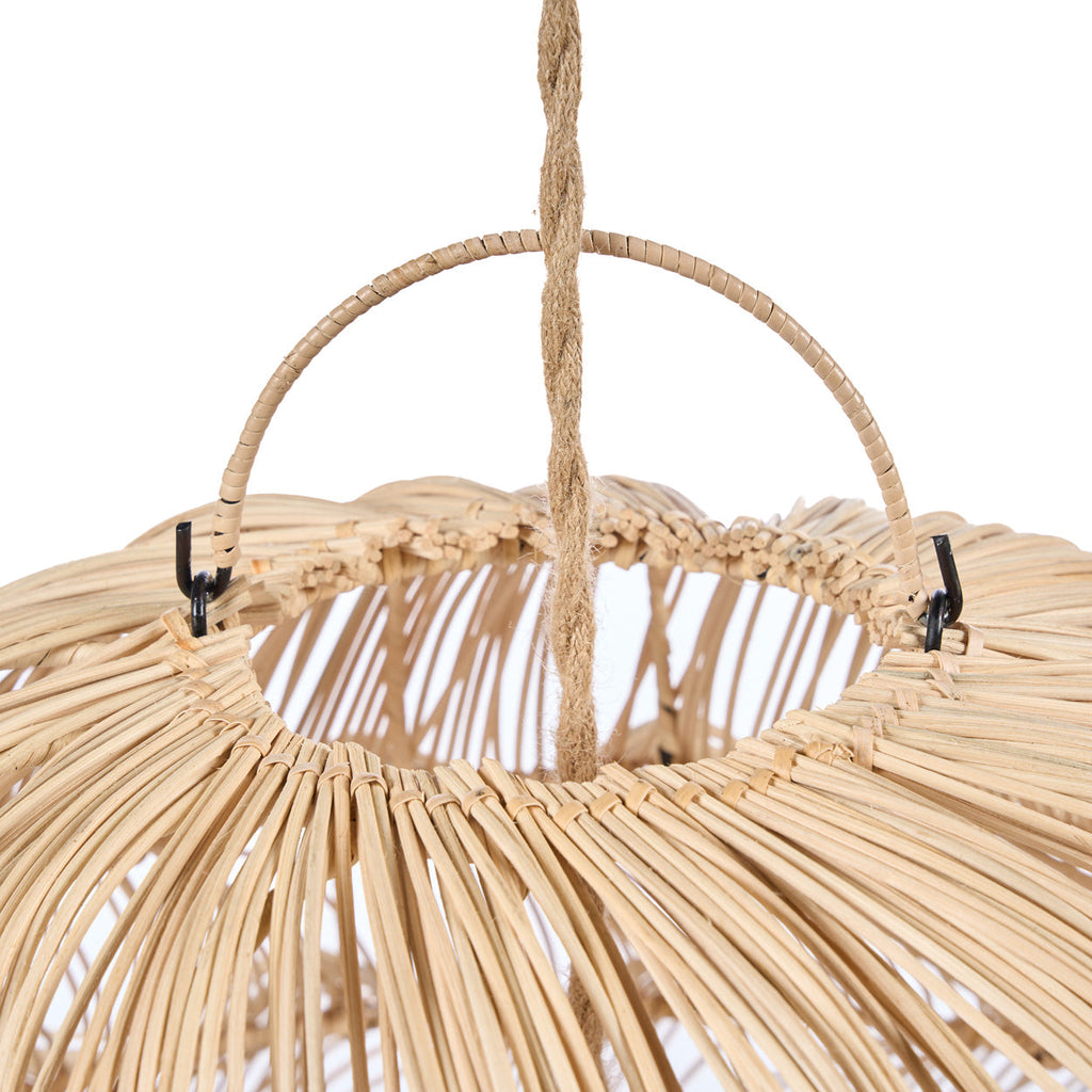 Hängeleuchte aus Naturrattan in Wolkenform mit offenem Geflecht – Ø102 cm